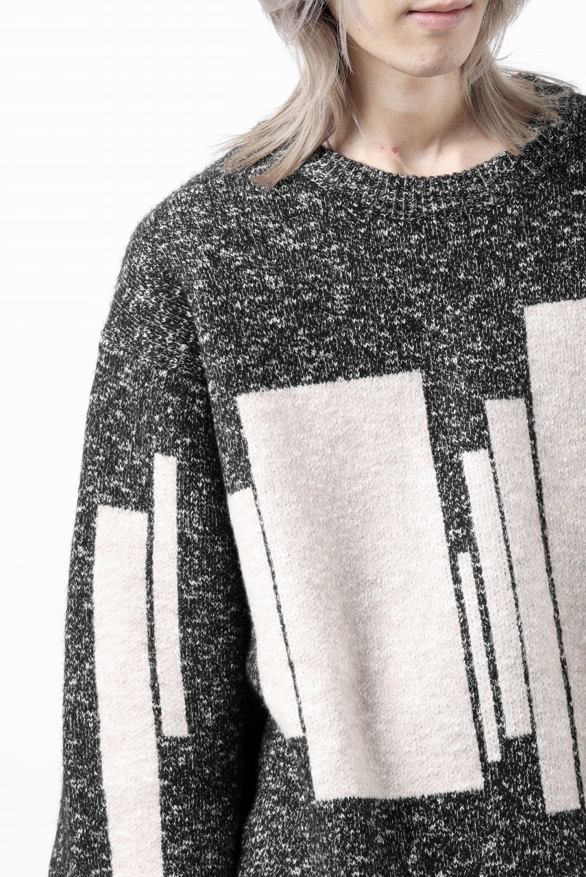 画像をギャラリービューアに読み込む, A.F ARTEFACT GEO PATTERN KNIT TOPS (GREY x BEIGE)