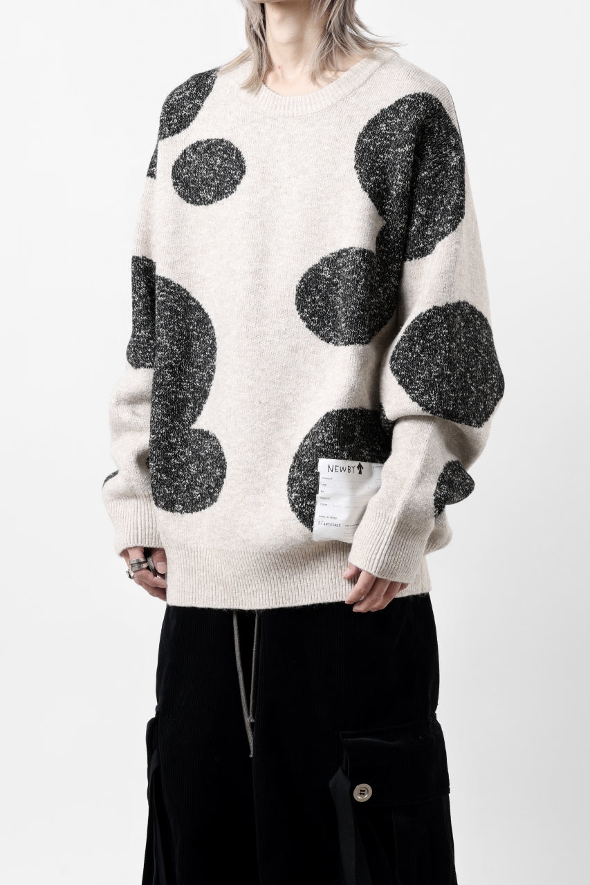 画像をギャラリービューアに読み込む, A.F ARTEFACT POLKA PATTERN KNIT TOPS (BEIGE x GREY)