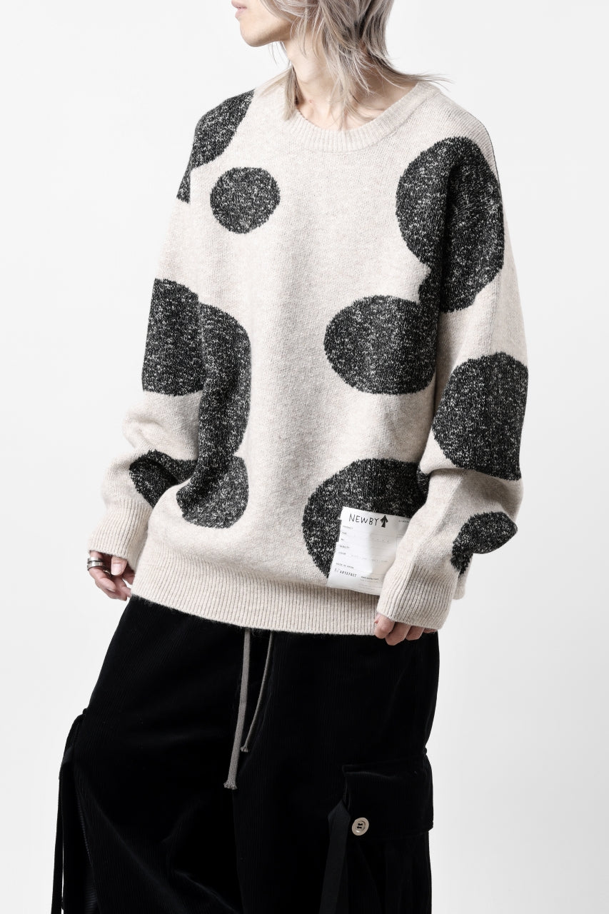 画像をギャラリービューアに読み込む, A.F ARTEFACT POLKA PATTERN KNIT TOPS (BEIGE x GREY)
