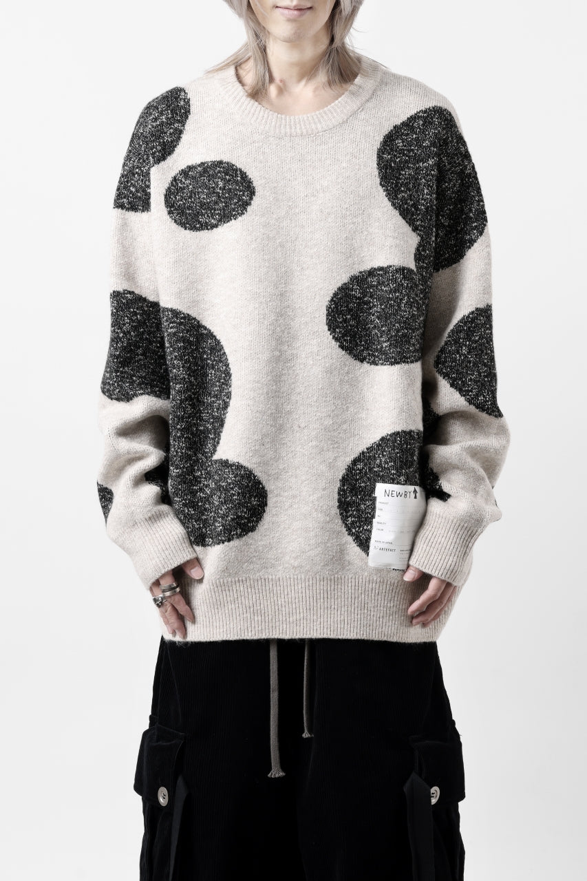 画像をギャラリービューアに読み込む, A.F ARTEFACT POLKA PATTERN KNIT TOPS (BEIGE x GREY)