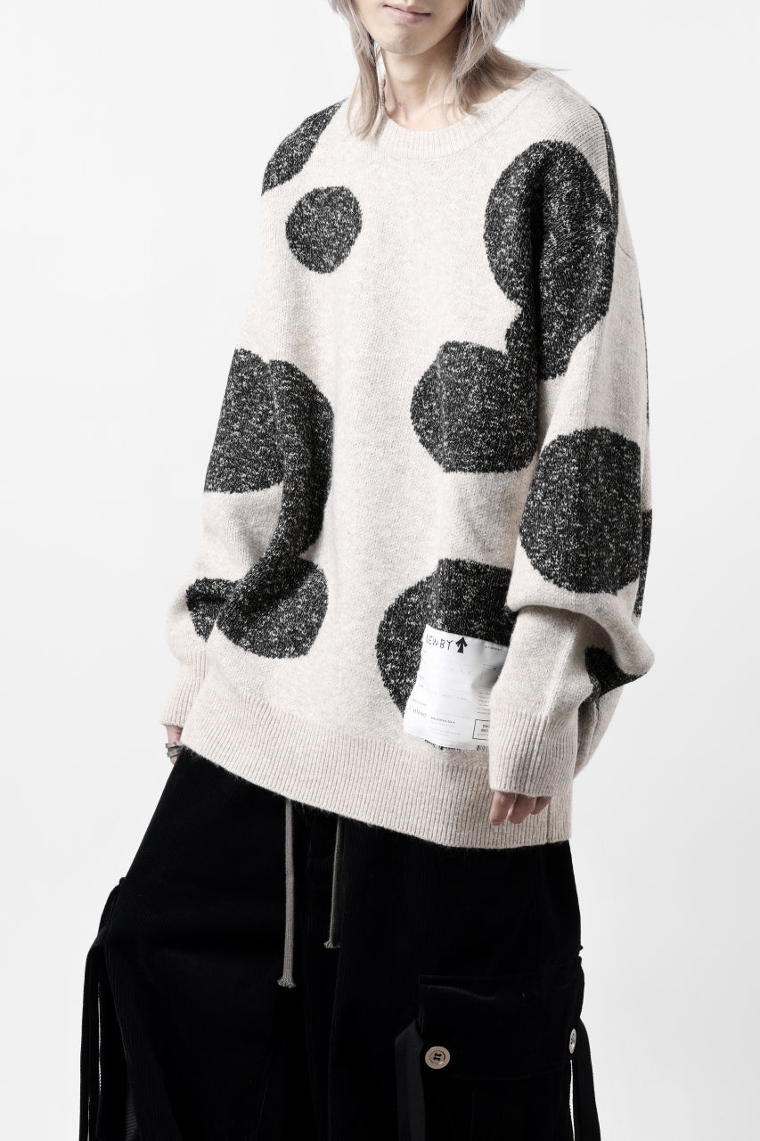 画像をギャラリービューアに読み込む, A.F ARTEFACT POLKA PATTERN KNIT TOPS (BEIGE x GREY)