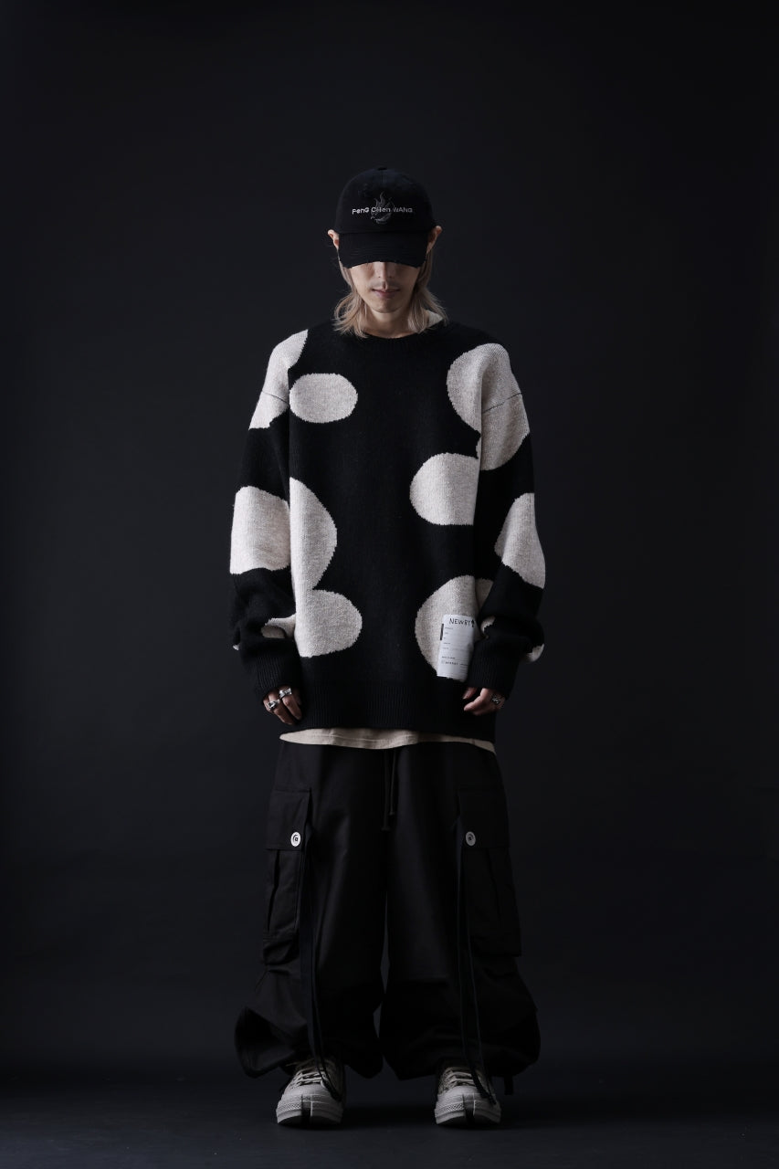 画像をギャラリービューアに読み込む, A.F ARTEFACT POLKA PATTERN KNIT TOPS (BLACK x BEIGE)