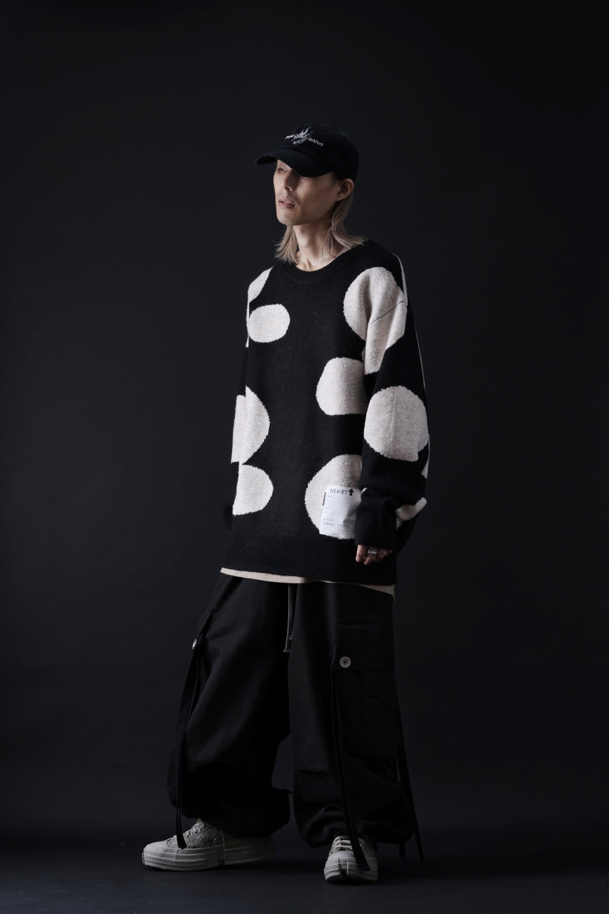 画像をギャラリービューアに読み込む, A.F ARTEFACT POLKA PATTERN KNIT TOPS (BLACK x BEIGE)