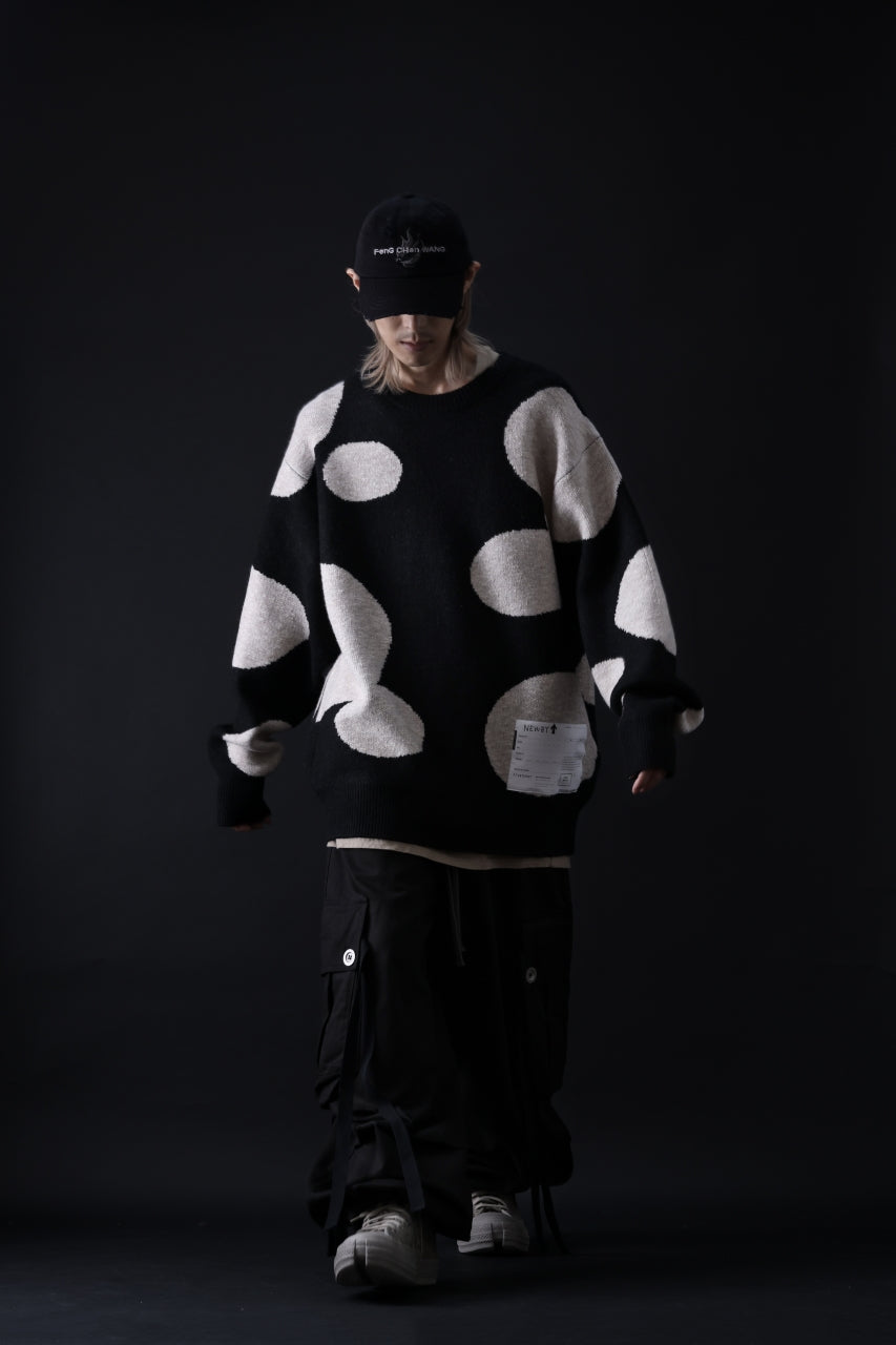 画像をギャラリービューアに読み込む, A.F ARTEFACT POLKA PATTERN KNIT TOPS (BLACK x BEIGE)