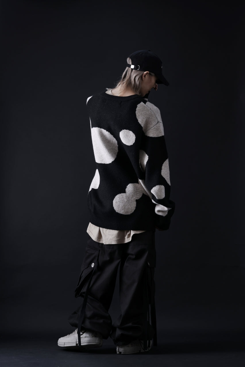 画像をギャラリービューアに読み込む, A.F ARTEFACT POLKA PATTERN KNIT TOPS (BLACK x BEIGE)