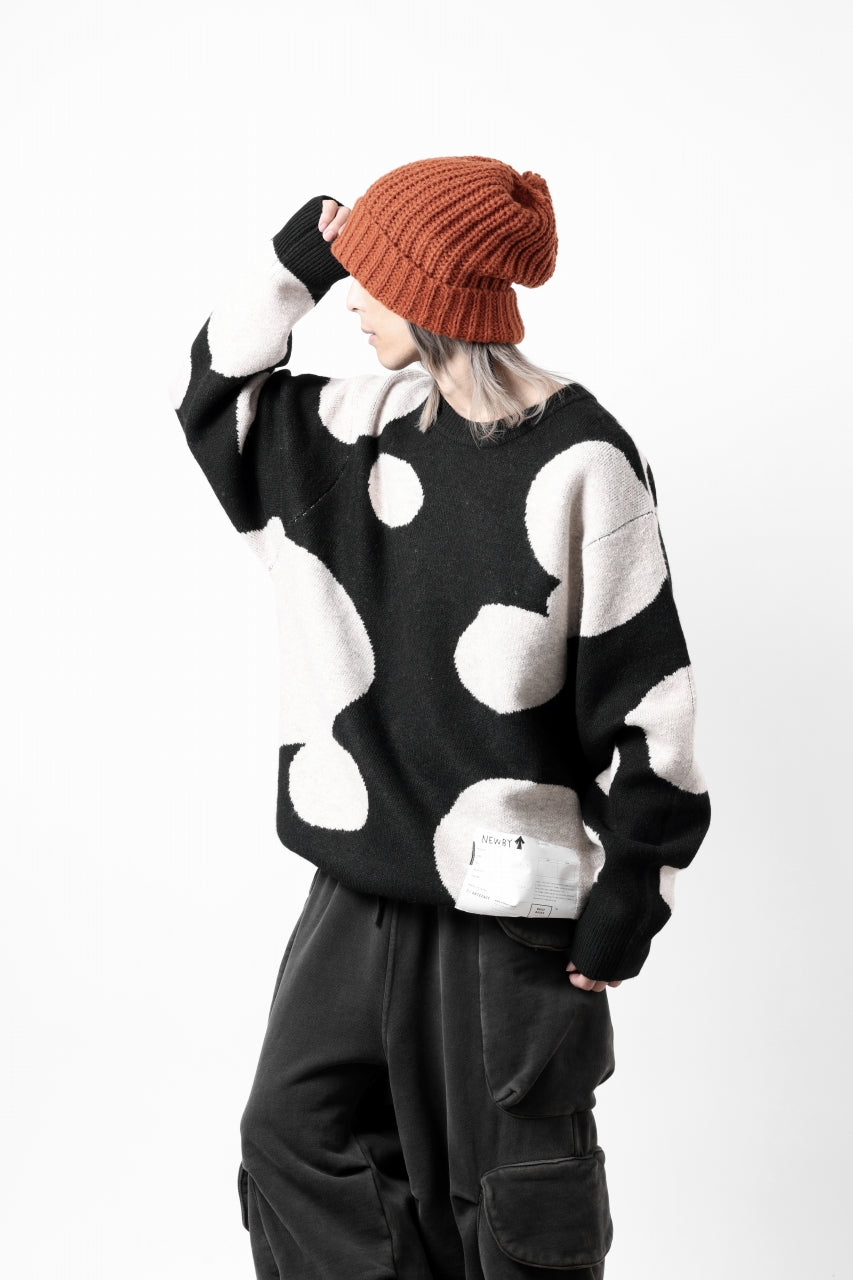 画像をギャラリービューアに読み込む, A.F ARTEFACT POLKA PATTERN KNIT TOPS (BLACK x BEIGE)