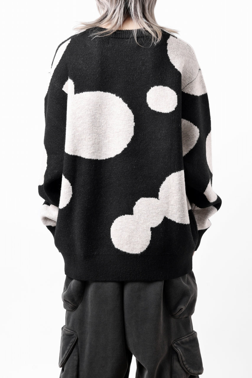 画像をギャラリービューアに読み込む, A.F ARTEFACT POLKA PATTERN KNIT TOPS (BLACK x BEIGE)