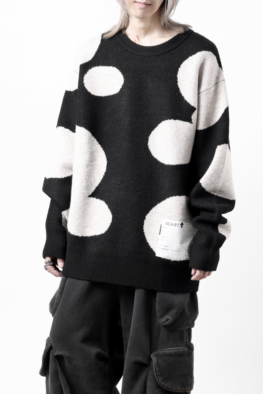 画像をギャラリービューアに読み込む, A.F ARTEFACT POLKA PATTERN KNIT TOPS (BLACK x BEIGE)