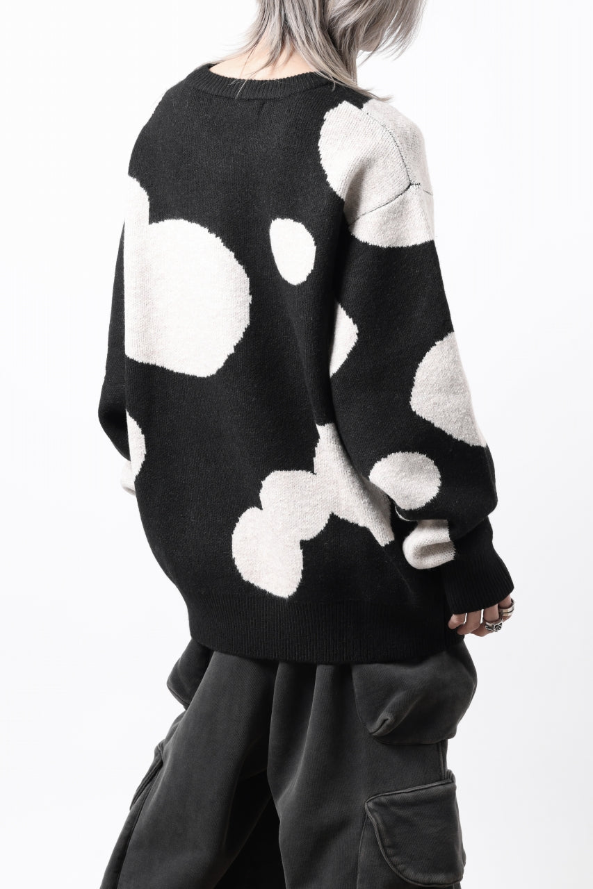 画像をギャラリービューアに読み込む, A.F ARTEFACT POLKA PATTERN KNIT TOPS (BLACK x BEIGE)