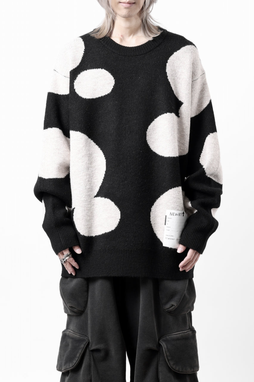 画像をギャラリービューアに読み込む, A.F ARTEFACT POLKA PATTERN KNIT TOPS (BLACK x BEIGE)