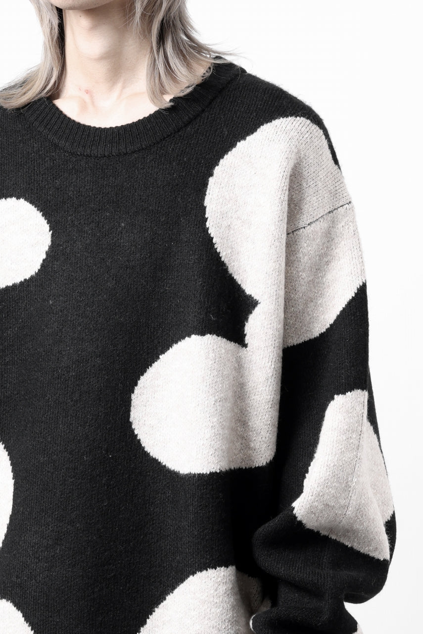 画像をギャラリービューアに読み込む, A.F ARTEFACT POLKA PATTERN KNIT TOPS (BLACK x BEIGE)