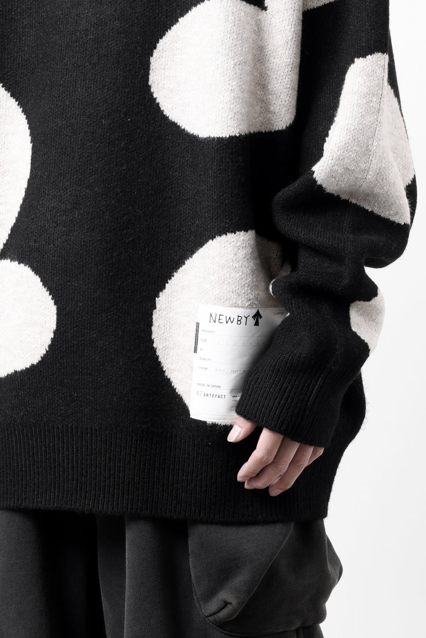 画像をギャラリービューアに読み込む, A.F ARTEFACT POLKA PATTERN KNIT TOPS (BLACK x BEIGE)