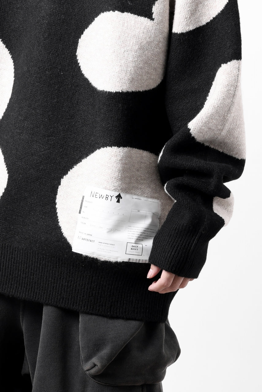 画像をギャラリービューアに読み込む, A.F ARTEFACT POLKA PATTERN KNIT TOPS (BLACK x BEIGE)