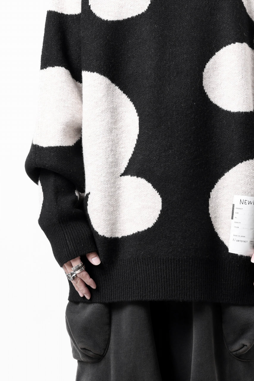 画像をギャラリービューアに読み込む, A.F ARTEFACT POLKA PATTERN KNIT TOPS (BLACK x BEIGE)