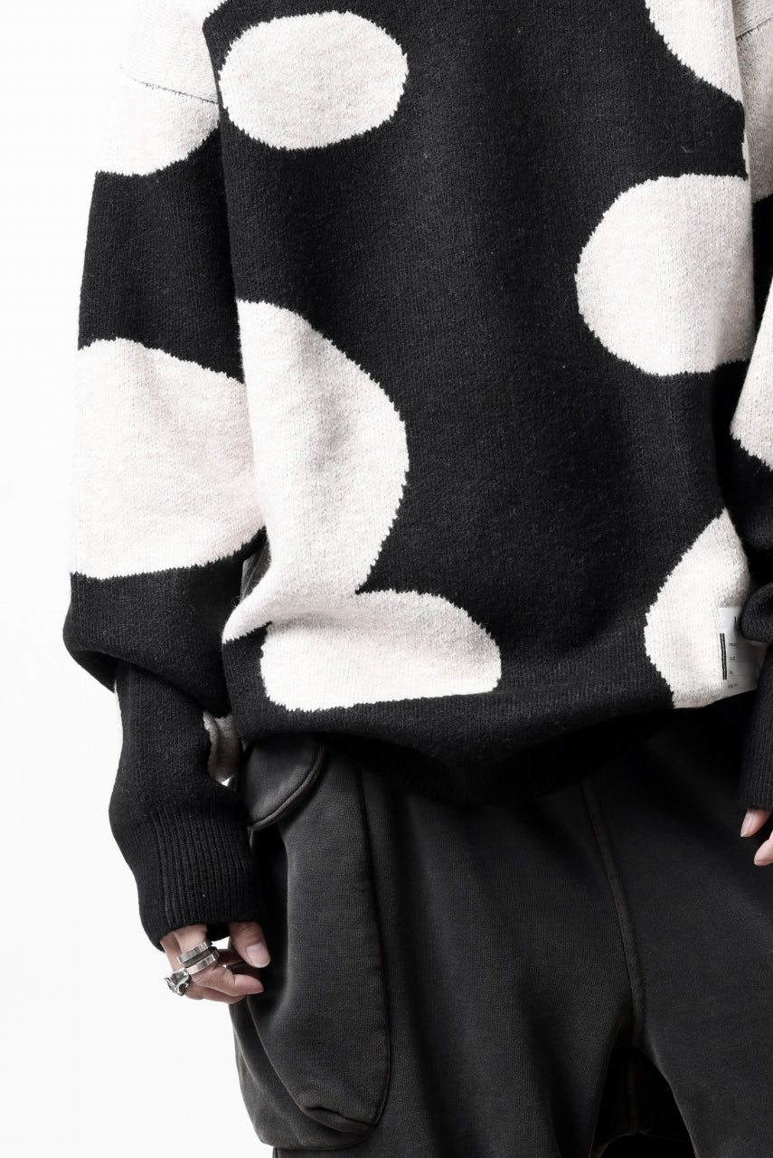 画像をギャラリービューアに読み込む, A.F ARTEFACT POLKA PATTERN KNIT TOPS (BLACK x BEIGE)