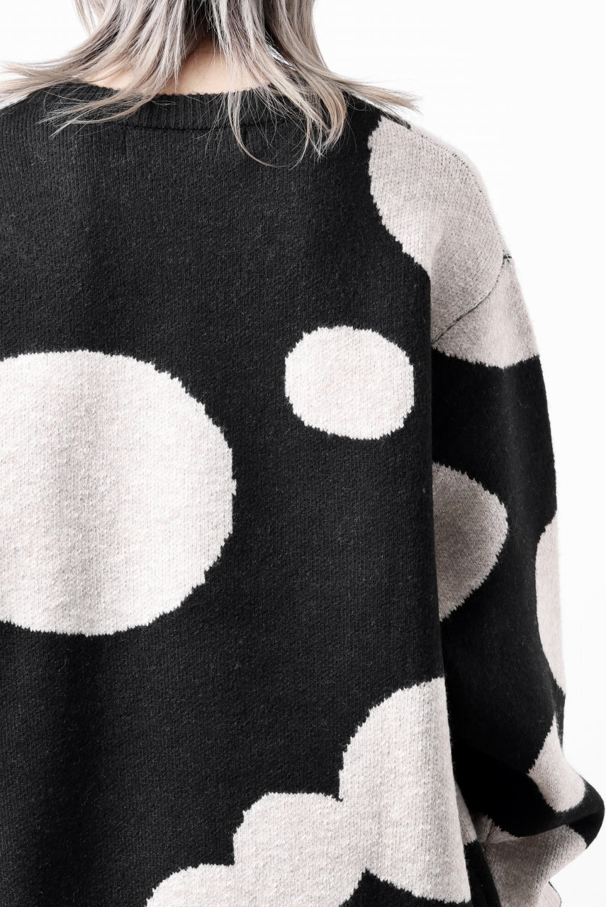 画像をギャラリービューアに読み込む, A.F ARTEFACT POLKA PATTERN KNIT TOPS (BLACK x BEIGE)