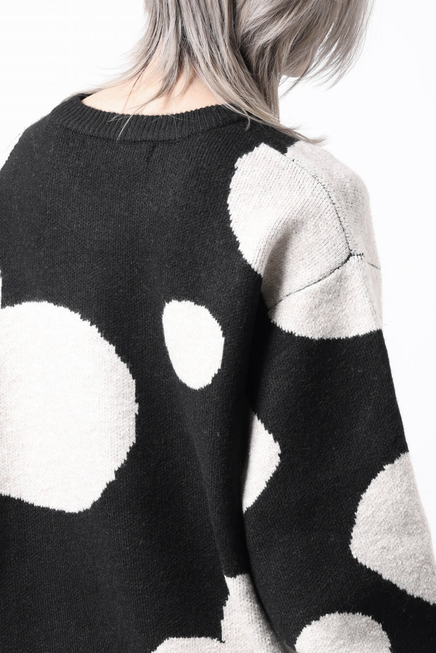 画像をギャラリービューアに読み込む, A.F ARTEFACT POLKA PATTERN KNIT TOPS (BLACK x BEIGE)