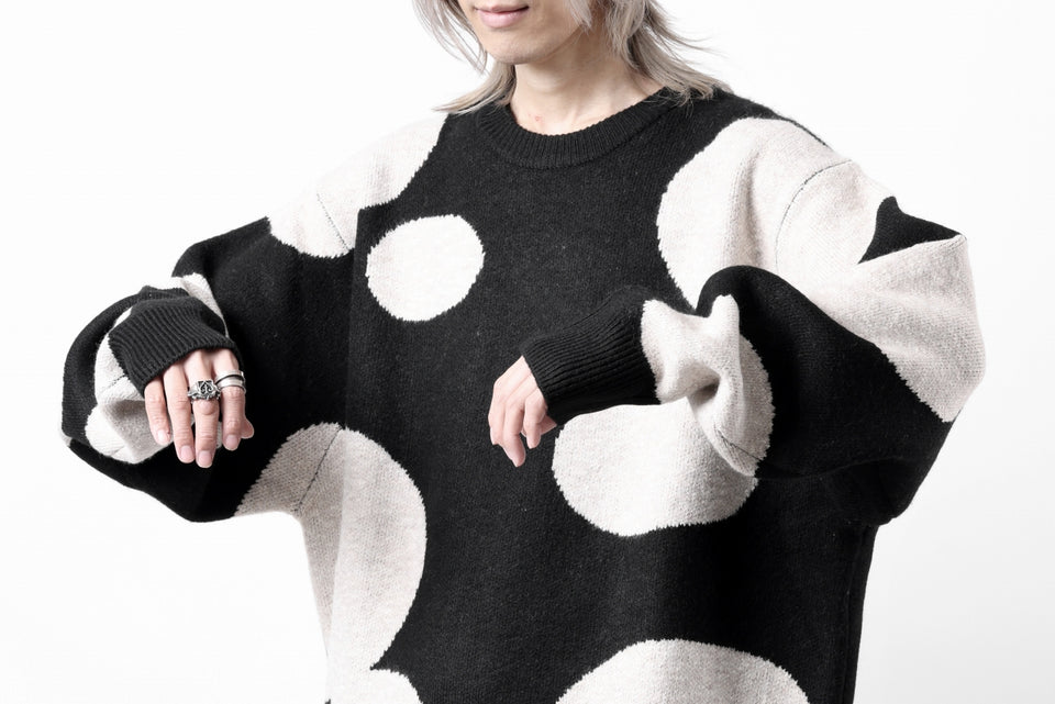 画像をギャラリービューアに読み込む, A.F ARTEFACT POLKA PATTERN KNIT TOPS (BLACK x BEIGE)