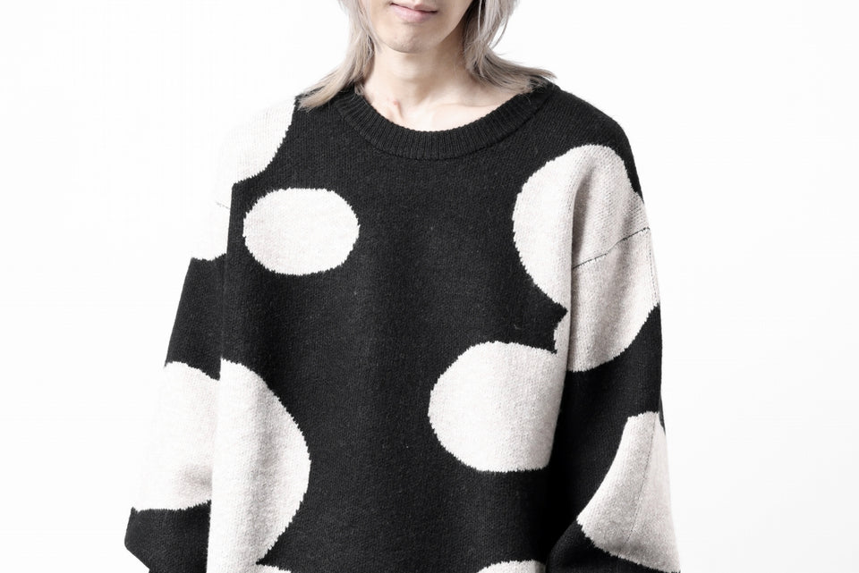 画像をギャラリービューアに読み込む, A.F ARTEFACT POLKA PATTERN KNIT TOPS (BLACK x BEIGE)