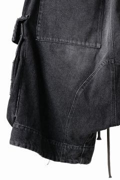 画像をギャラリービューアに読み込む, A.F ARTEFACT LOWCROTCH MILITARY WIDE SHORTS / FADED AGING DENIM (BLACK)