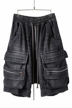 画像をギャラリービューアに読み込む, A.F ARTEFACT LOWCROTCH MILITARY WIDE SHORTS / FADED AGING DENIM (BLACK)