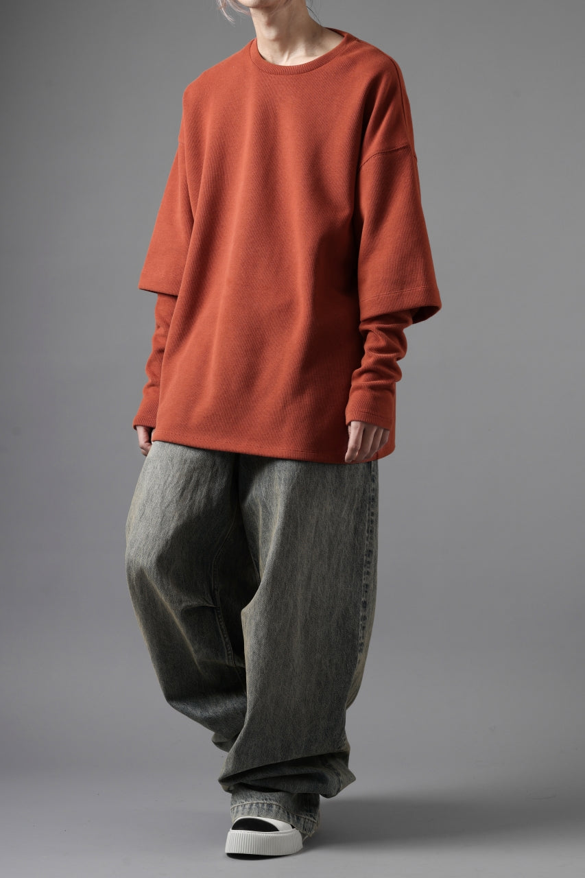 画像をギャラリービューアに読み込む, A.F ARTEFACT LAYERED SLEEVE TOP / COPE KNIT JERSEY (ORANGE)