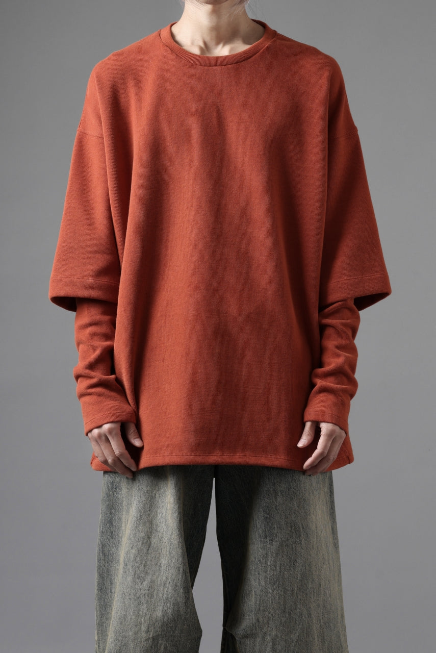 画像をギャラリービューアに読み込む, A.F ARTEFACT LAYERED SLEEVE TOP / COPE KNIT JERSEY (ORANGE)