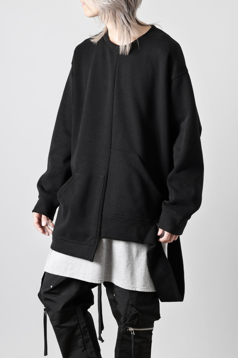 A.F ARTEFACT ASYMMETRY LOOP HEM TOP / COPE KNIT JERSEY (BLACK)の