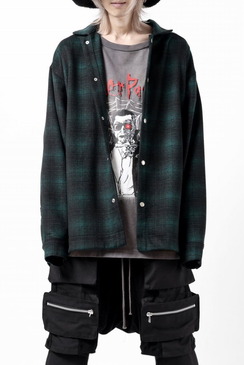 画像をギャラリービューアに読み込む, A.F ARTEFACT SNAPPED OVER SHIRT / OMBRE FLANNEL (BLACK x KHAKI)