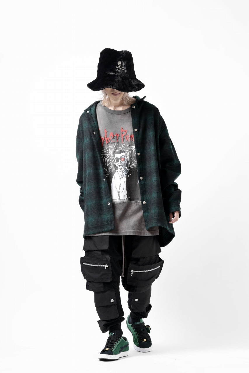 画像をギャラリービューアに読み込む, A.F ARTEFACT SNAPPED OVER SHIRT / OMBRE FLANNEL (BLACK x KHAKI)