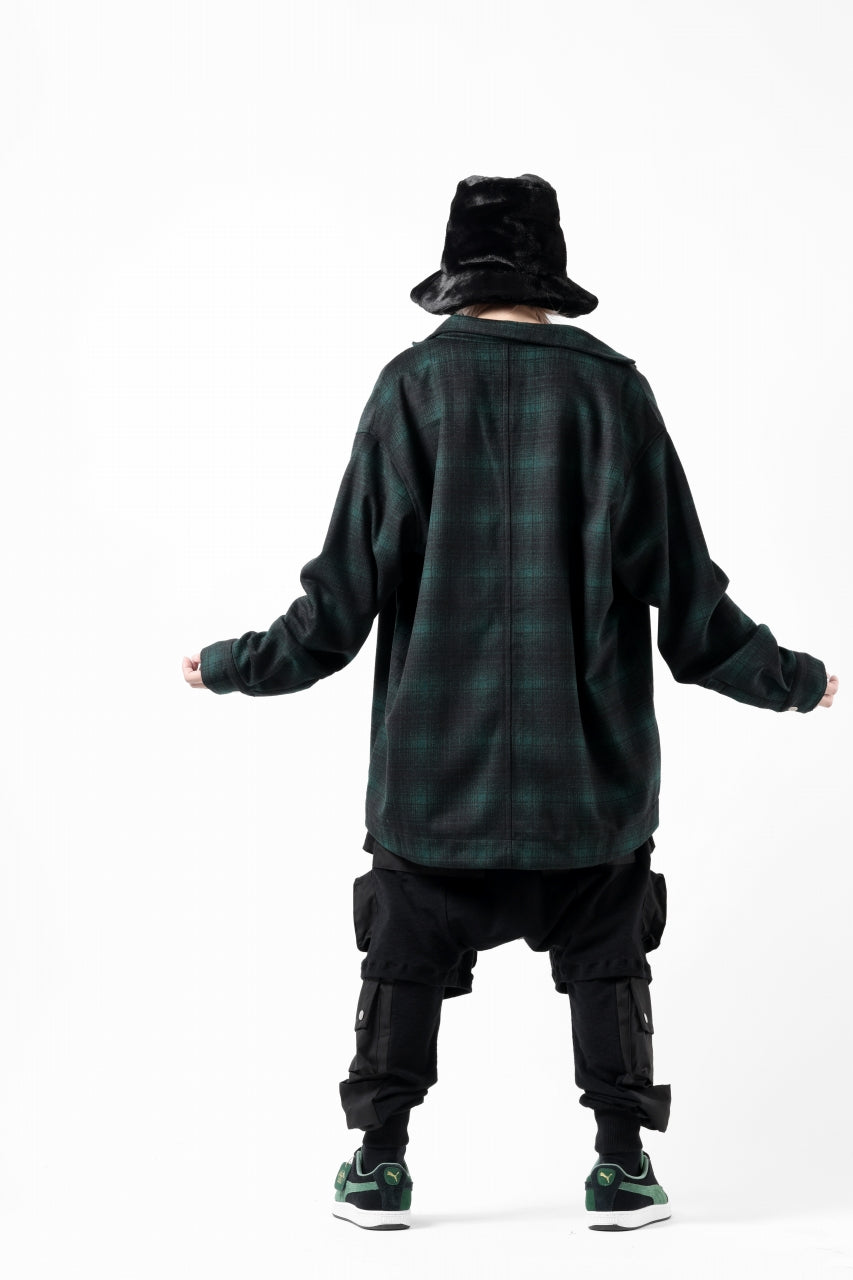 画像をギャラリービューアに読み込む, A.F ARTEFACT SNAPPED OVER SHIRT / OMBRE FLANNEL (BLACK x KHAKI)