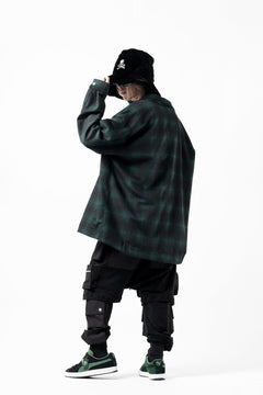 画像をギャラリービューアに読み込む, A.F ARTEFACT SNAPPED OVER SHIRT / OMBRE FLANNEL (BLACK x KHAKI)