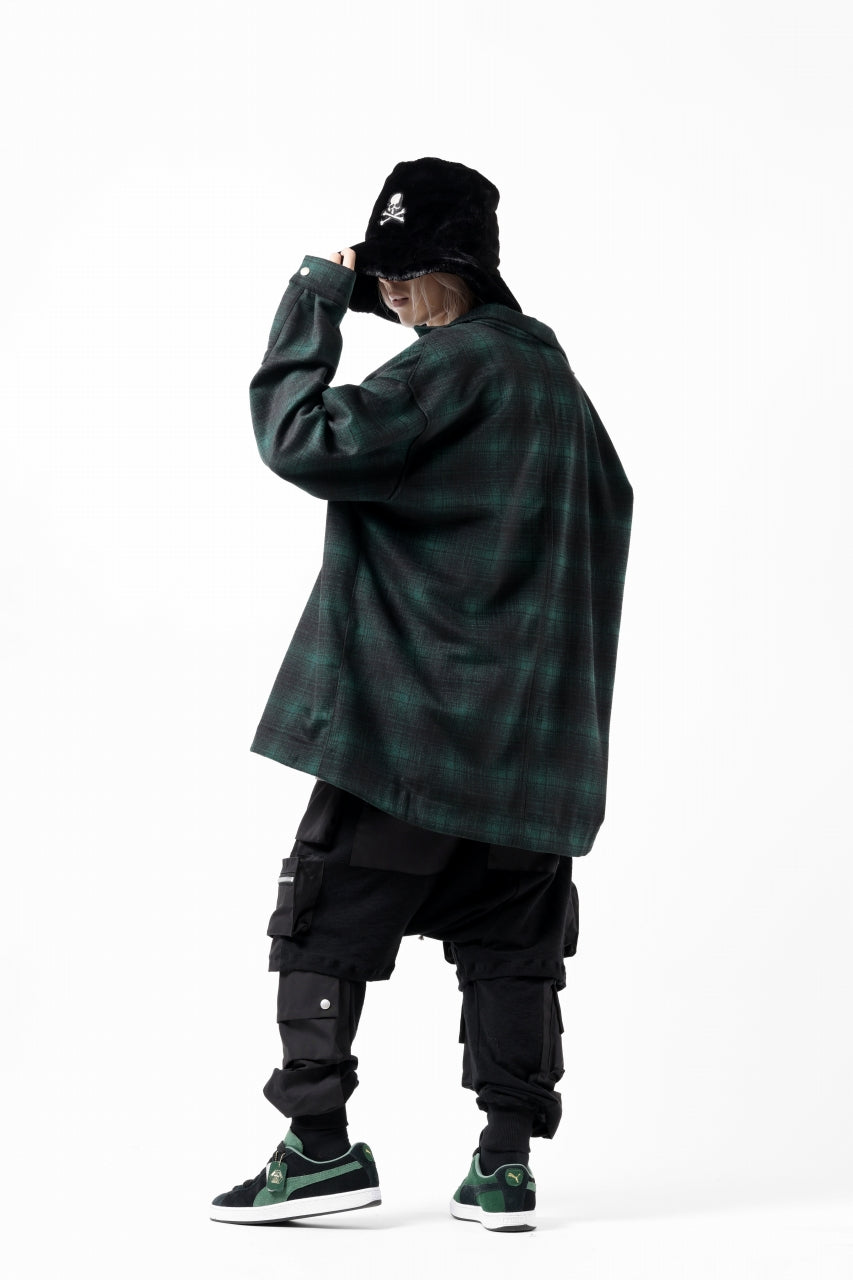 画像をギャラリービューアに読み込む, A.F ARTEFACT SNAPPED OVER SHIRT / OMBRE FLANNEL (BLACK x KHAKI)