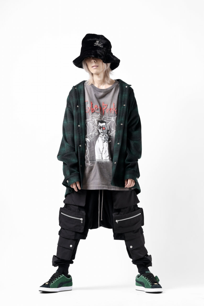 画像をギャラリービューアに読み込む, A.F ARTEFACT SNAPPED OVER SHIRT / OMBRE FLANNEL (BLACK x KHAKI)