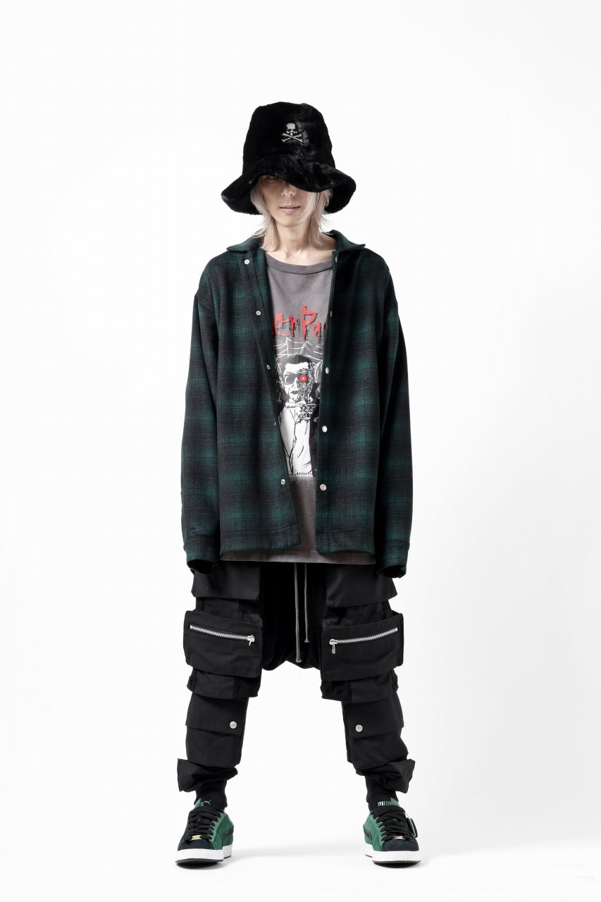 画像をギャラリービューアに読み込む, A.F ARTEFACT SNAPPED OVER SHIRT / OMBRE FLANNEL (BLACK x KHAKI)