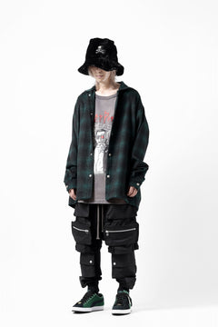 画像をギャラリービューアに読み込む, A.F ARTEFACT SNAPPED OVER SHIRT / OMBRE FLANNEL (BLACK x KHAKI)