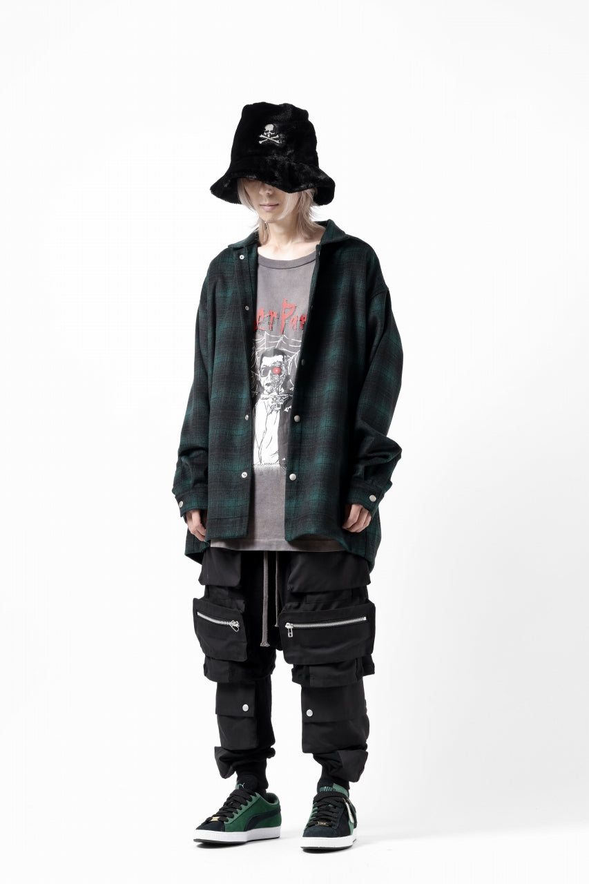 画像をギャラリービューアに読み込む, A.F ARTEFACT SNAPPED OVER SHIRT / OMBRE FLANNEL (BLACK x KHAKI)