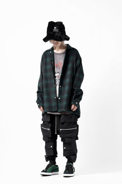 画像をギャラリービューアに読み込む, A.F ARTEFACT SNAPPED OVER SHIRT / OMBRE FLANNEL (BLACK x KHAKI)