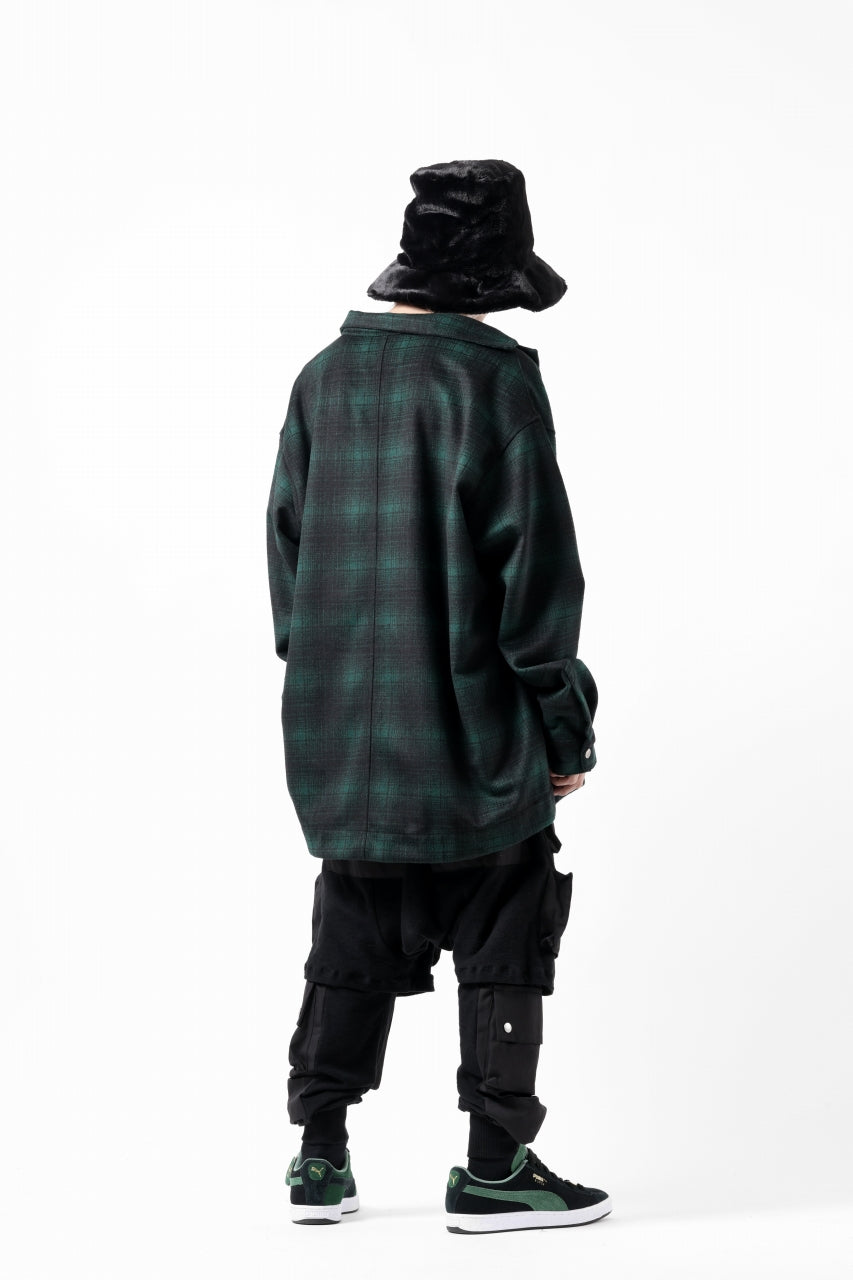 画像をギャラリービューアに読み込む, A.F ARTEFACT SNAPPED OVER SHIRT / OMBRE FLANNEL (BLACK x KHAKI)