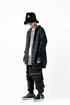 画像をギャラリービューアに読み込む, A.F ARTEFACT SNAPPED OVER SHIRT / OMBRE FLANNEL (BLACK x KHAKI)