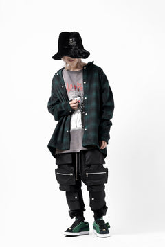 画像をギャラリービューアに読み込む, A.F ARTEFACT SNAPPED OVER SHIRT / OMBRE FLANNEL (BLACK x KHAKI)