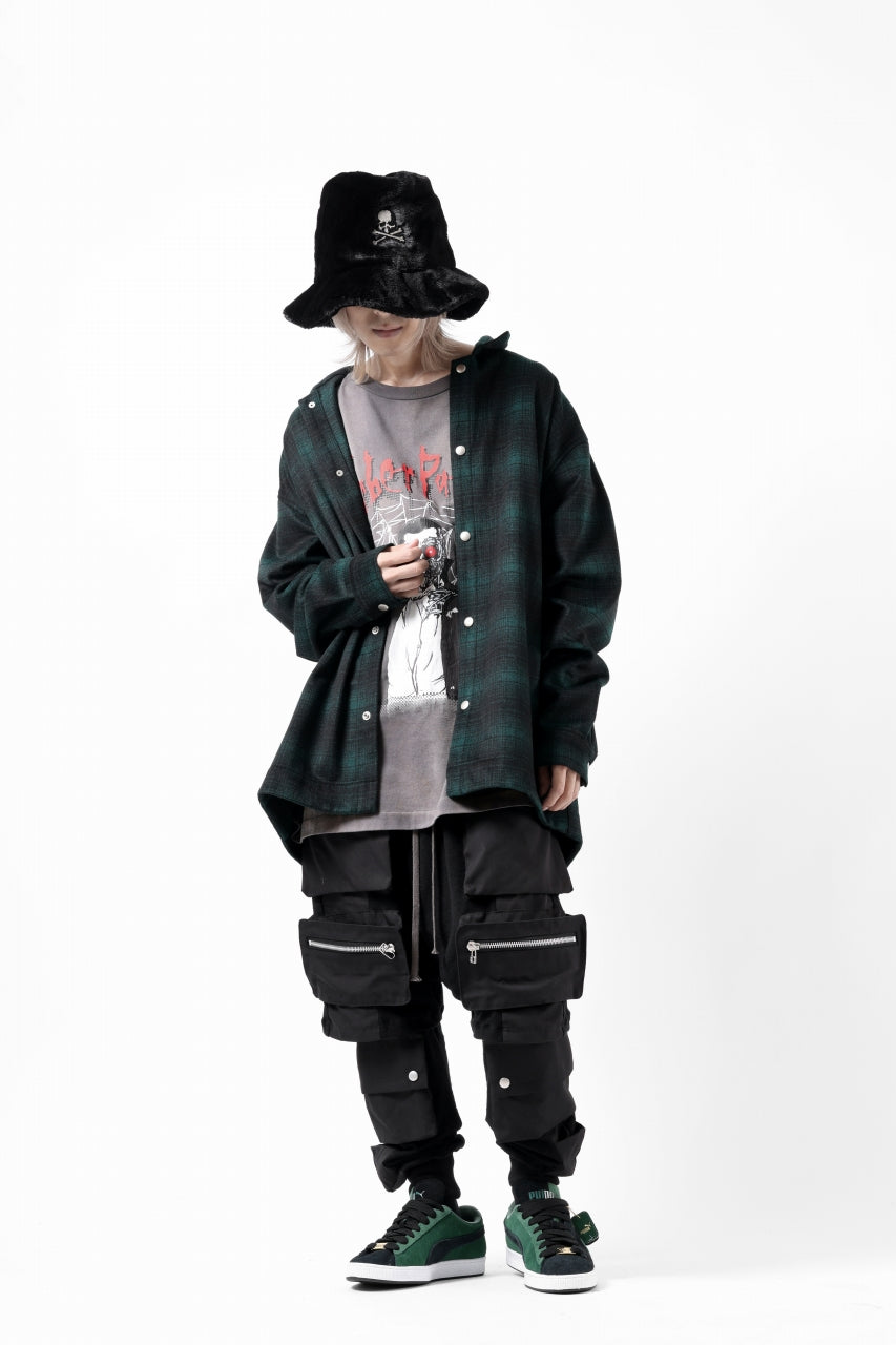 画像をギャラリービューアに読み込む, A.F ARTEFACT SNAPPED OVER SHIRT / OMBRE FLANNEL (BLACK x KHAKI)