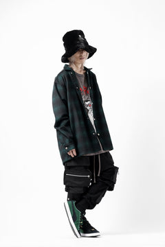 画像をギャラリービューアに読み込む, A.F ARTEFACT SNAPPED OVER SHIRT / OMBRE FLANNEL (BLACK x KHAKI)