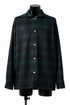 画像をギャラリービューアに読み込む, A.F ARTEFACT SNAPPED OVER SHIRT / OMBRE FLANNEL (BLACK x KHAKI)