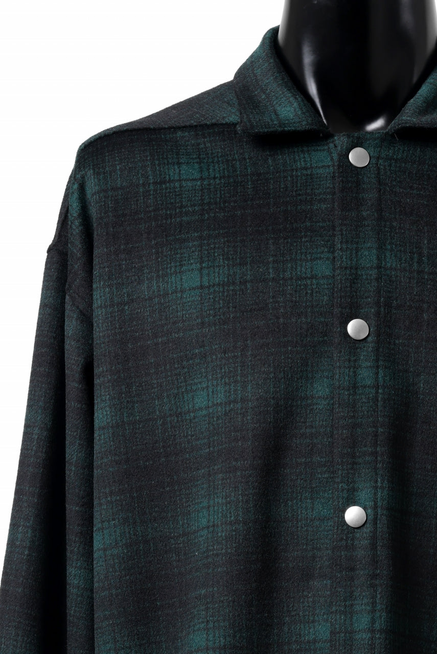 画像をギャラリービューアに読み込む, A.F ARTEFACT SNAPPED OVER SHIRT / OMBRE FLANNEL (BLACK x KHAKI)