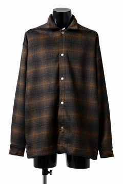 画像をギャラリービューアに読み込む, A.F ARTEFACT SNAPPED OVER SHIRT / OMBRE FLANNEL (BLACK x ORANGE)
