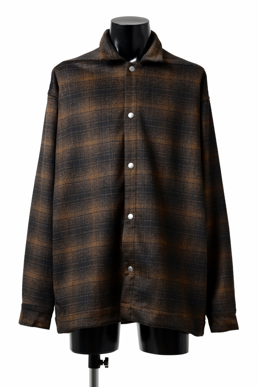 画像をギャラリービューアに読み込む, A.F ARTEFACT SNAPPED OVER SHIRT / OMBRE FLANNEL (BLACK x ORANGE)