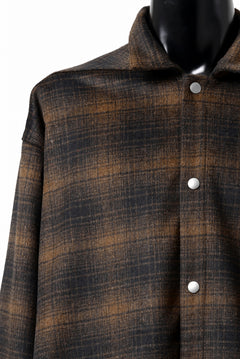 画像をギャラリービューアに読み込む, A.F ARTEFACT SNAPPED OVER SHIRT / OMBRE FLANNEL (BLACK x ORANGE)