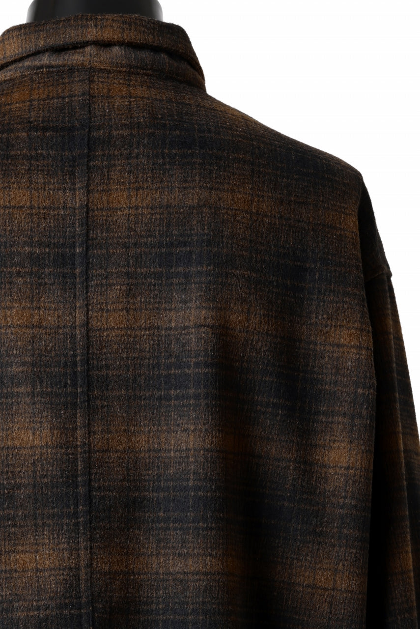 画像をギャラリービューアに読み込む, A.F ARTEFACT SNAPPED OVER SHIRT / OMBRE FLANNEL (BLACK x ORANGE)
