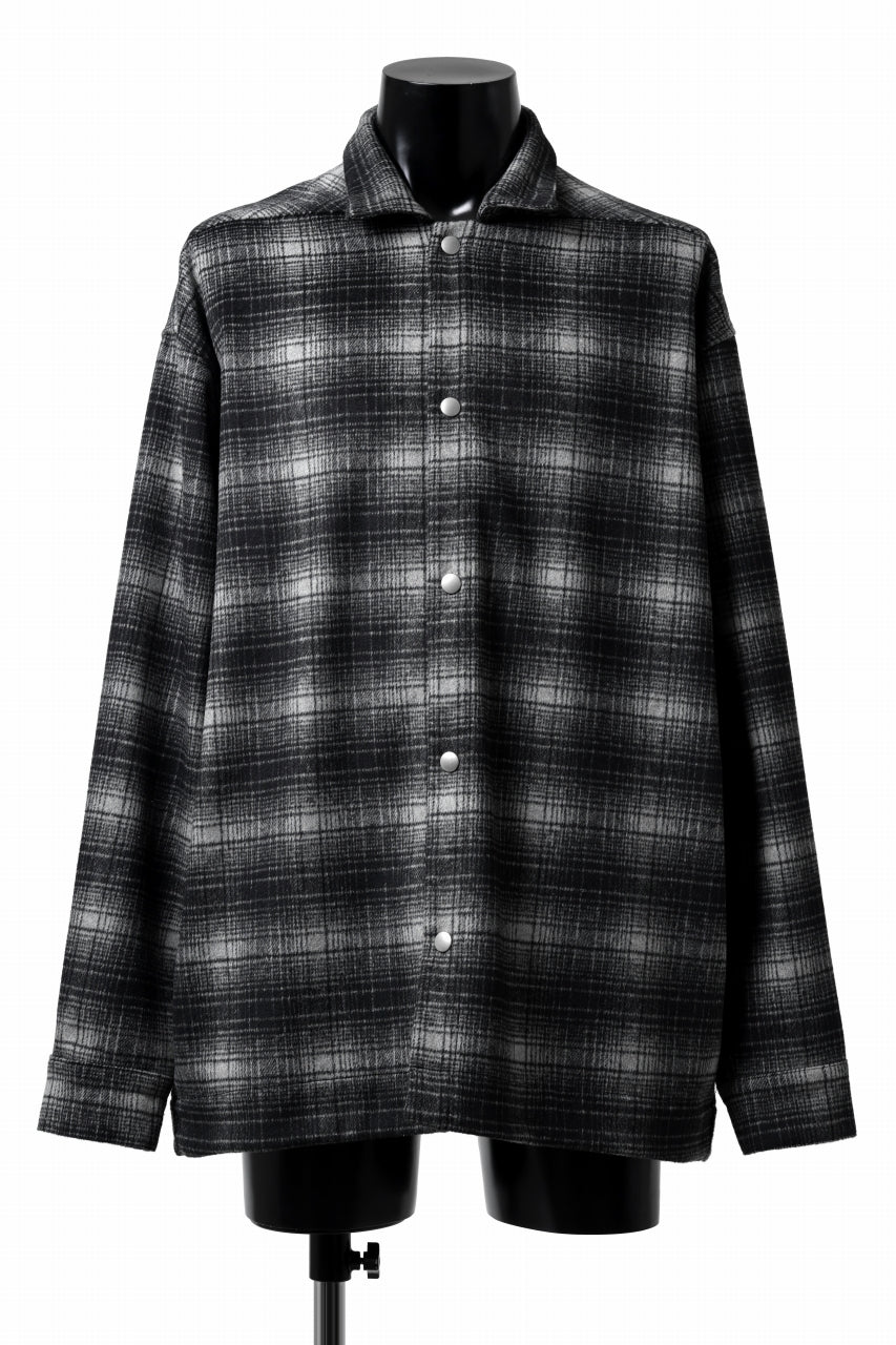 画像をギャラリービューアに読み込む, A.F ARTEFACT SNAPPED OVER SHIRT / OMBRE FLANNEL (BLACK x WHITE)